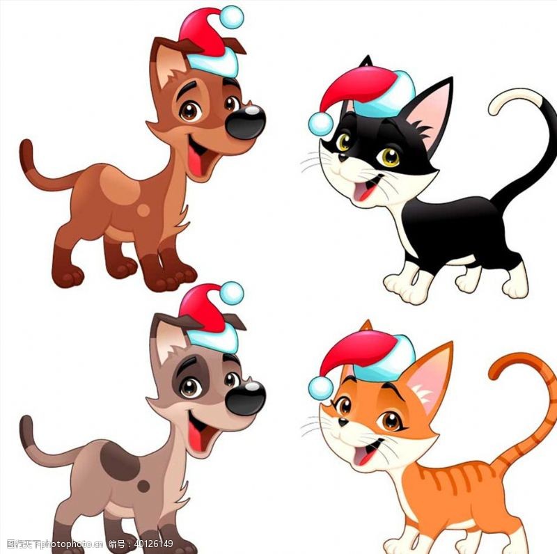 小狗插画圣诞节动物图片