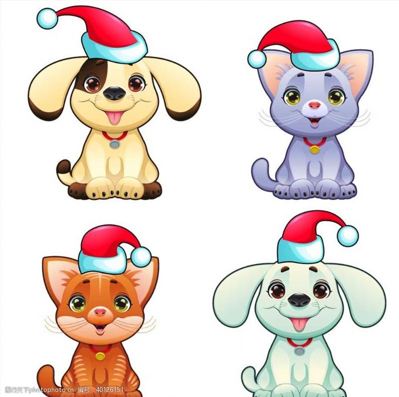 矢量小狗圣诞节动物图片