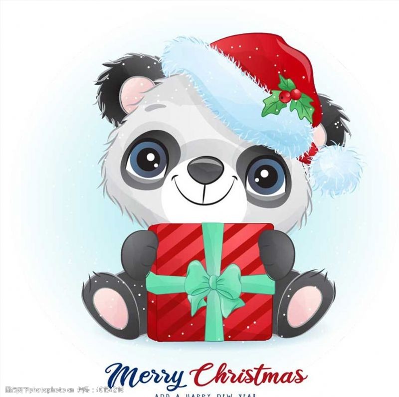 插画植物圣诞节熊猫图片