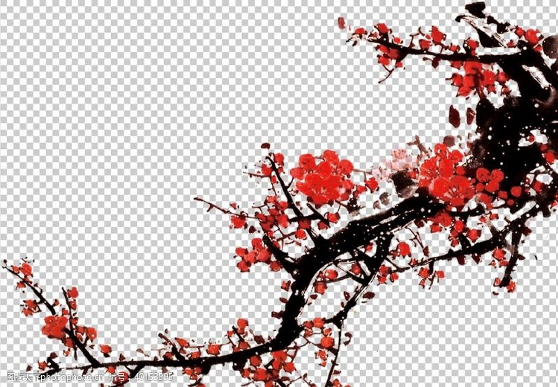 水墨中国风背景图透明底梅花图片