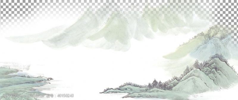 古典江南透明底山水画图片