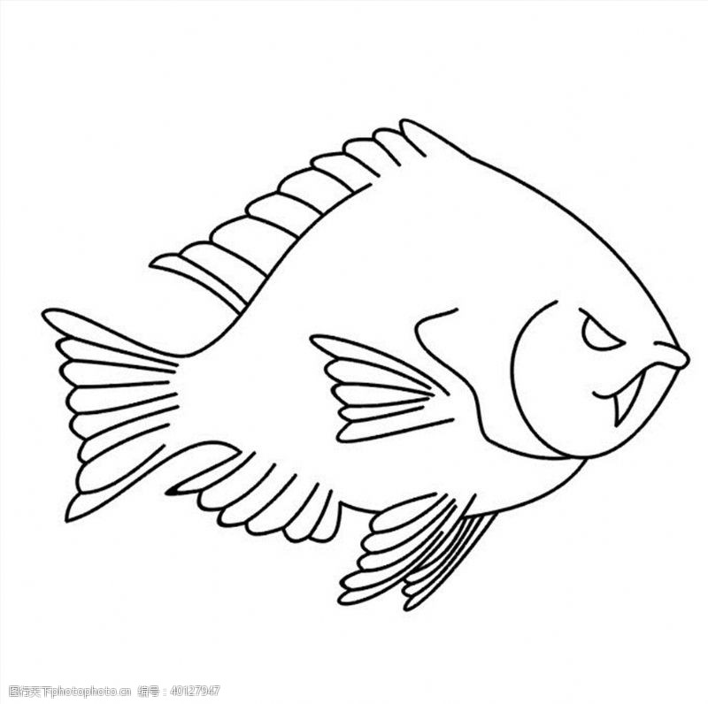 白描线描鱼图案图片