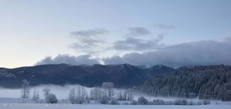 黄昏美景雪景图片