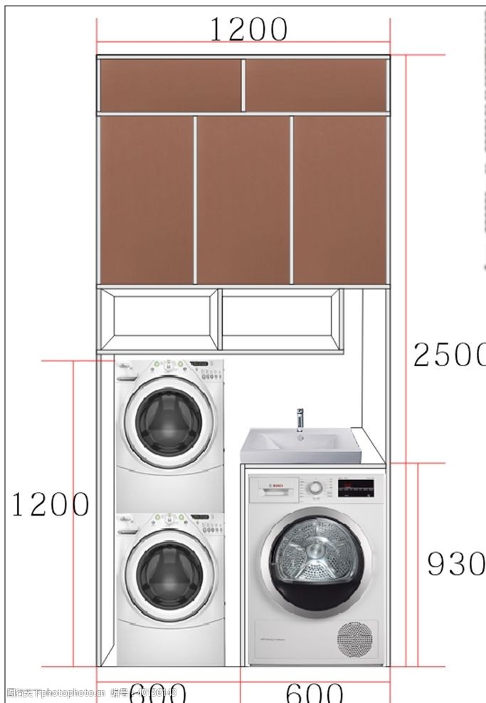 极简装修阳台洗衣机柜图片