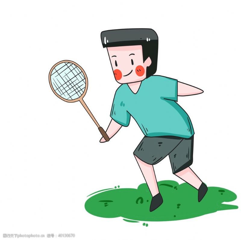 运动男孩打羽毛球图片
