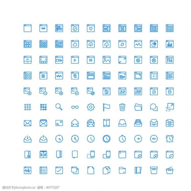 交互设计100个基础界面UI图标图片