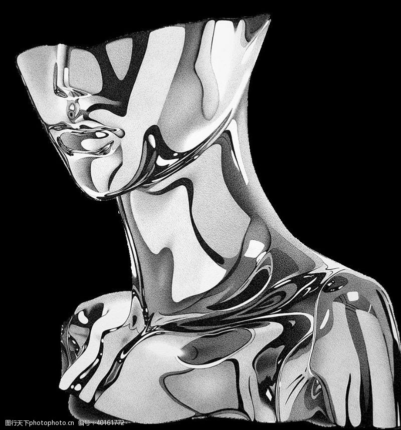 金属背景3D质感金属高端人体元素png图片