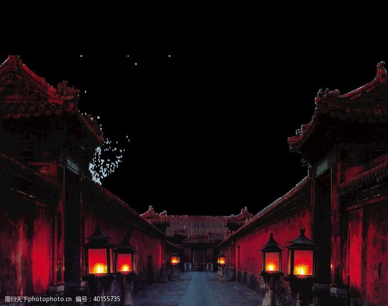 中国矢量建筑彼岸桃花自用PNG免抠图素材图片