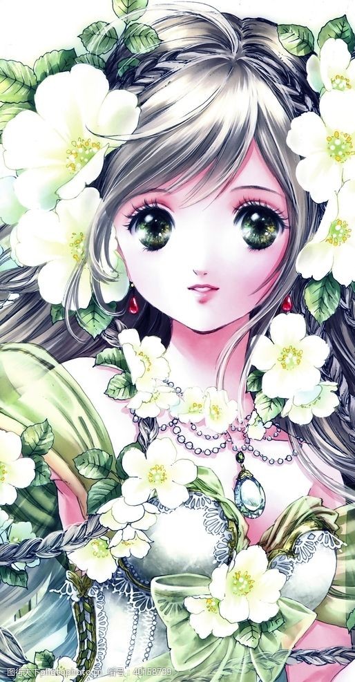 花卉海报二次元动漫性感美女少女唯美妹子图片