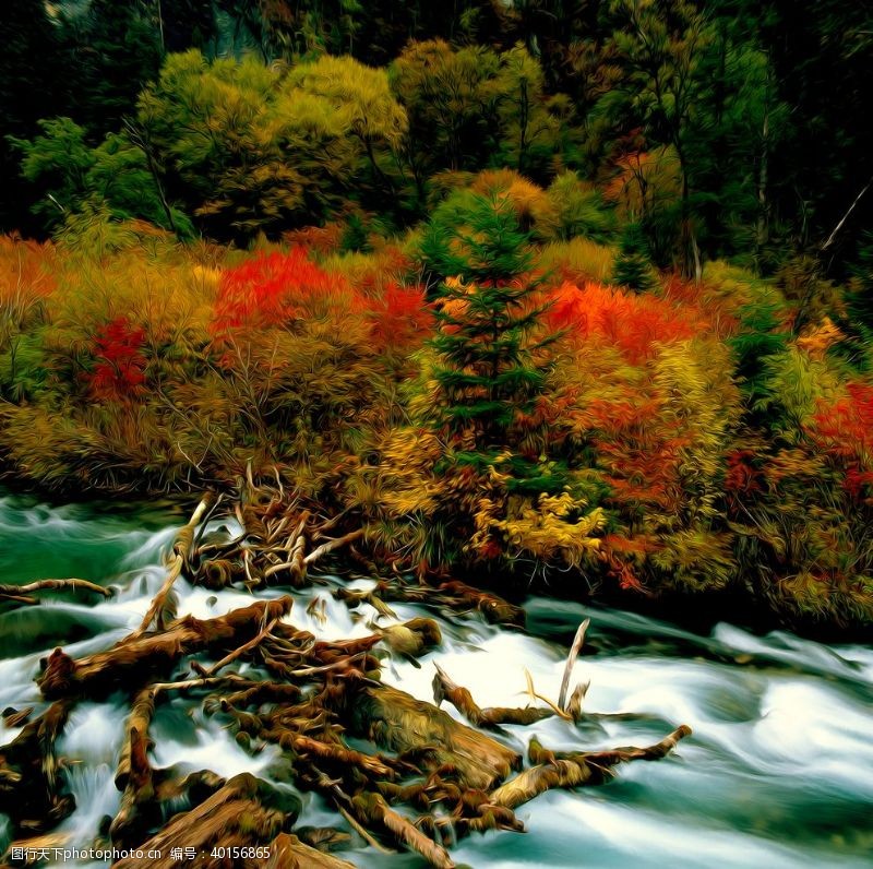 花朵油画风景油画图片