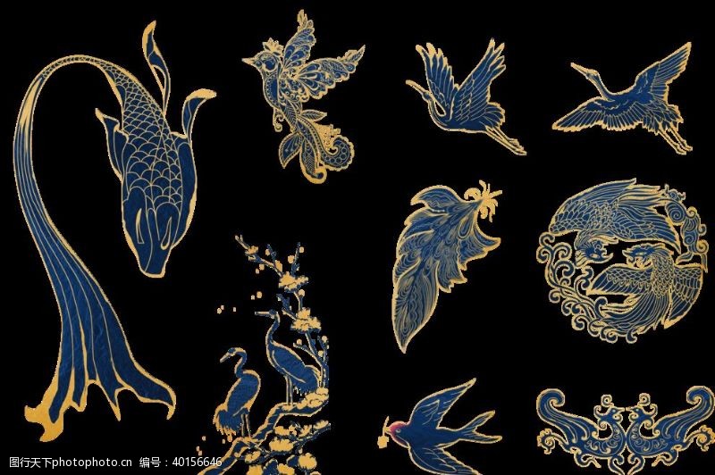 中国牡丹花国潮风素材仙鹤图片