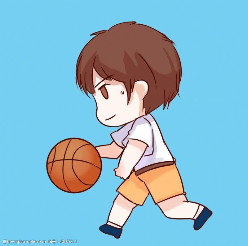运动素材卡通男孩打篮球图片
