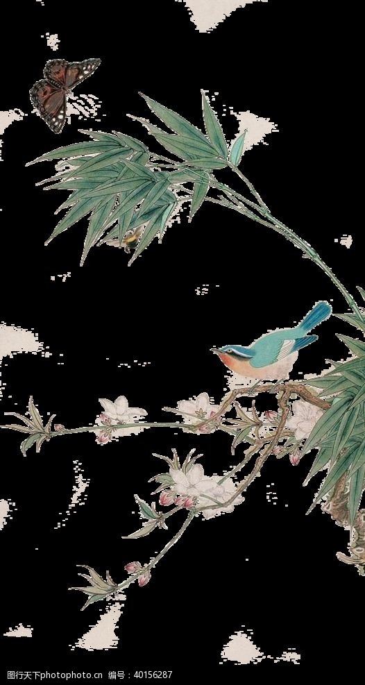 水墨荷花装饰画鸟图片