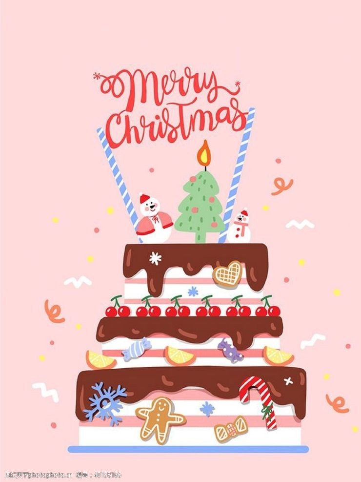 圣诞插画圣诞蛋糕图片