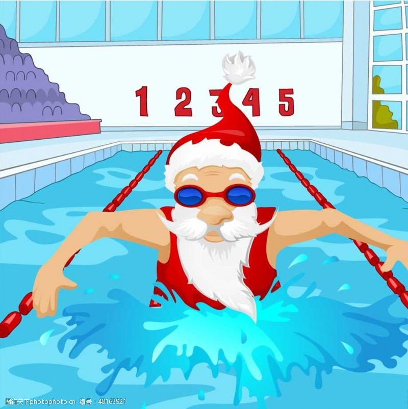 游泳卡圣诞老人图片