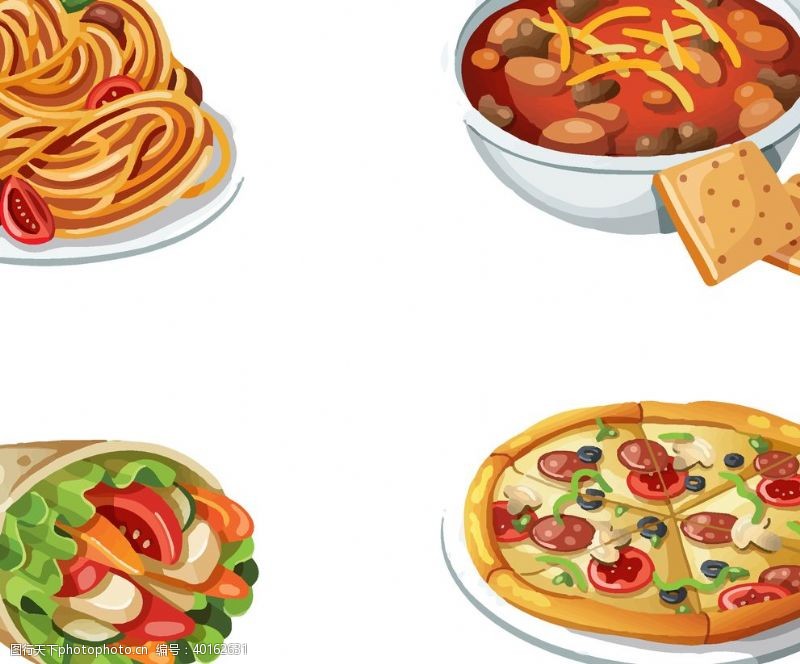 披萨手绘西餐插图源文件图片