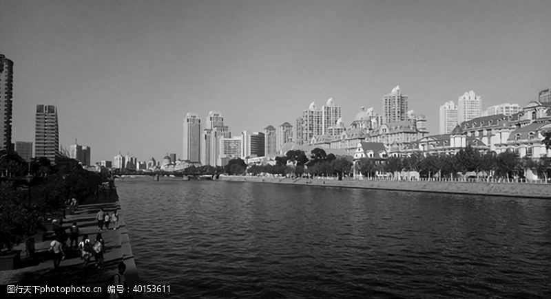 黑白照片天津海河图片