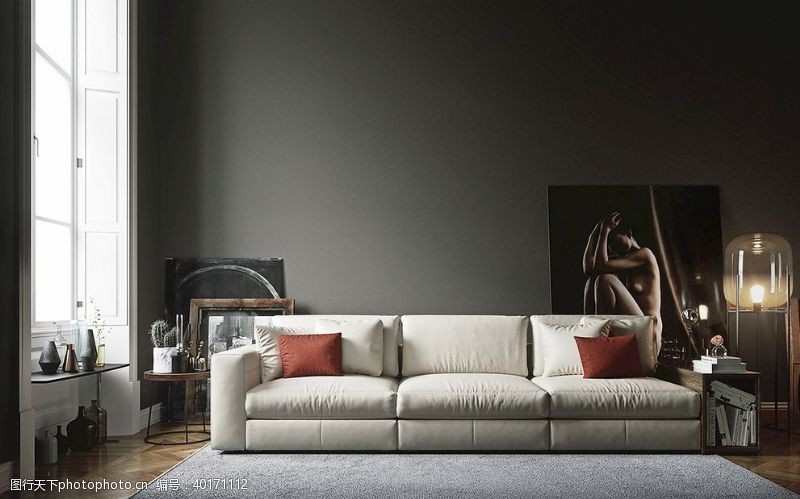 素材现代客厅沙发背景图片