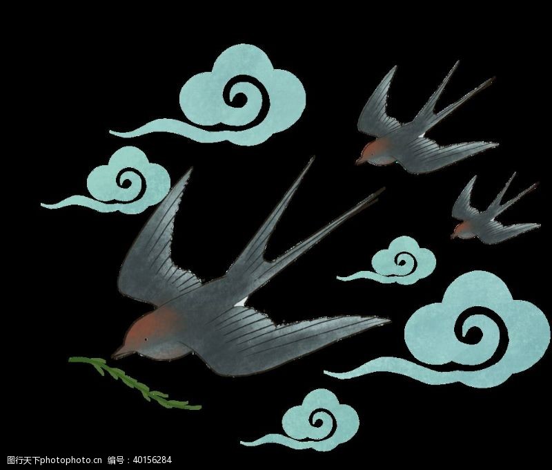 手绘牡丹燕子图片