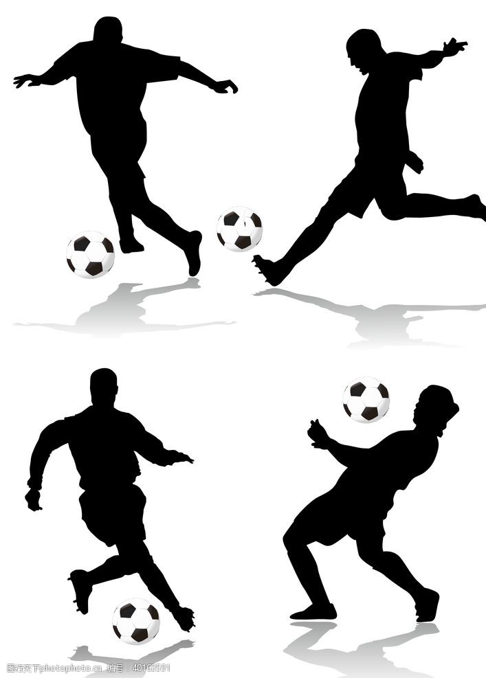 足球设计足球运动人物剪影图片