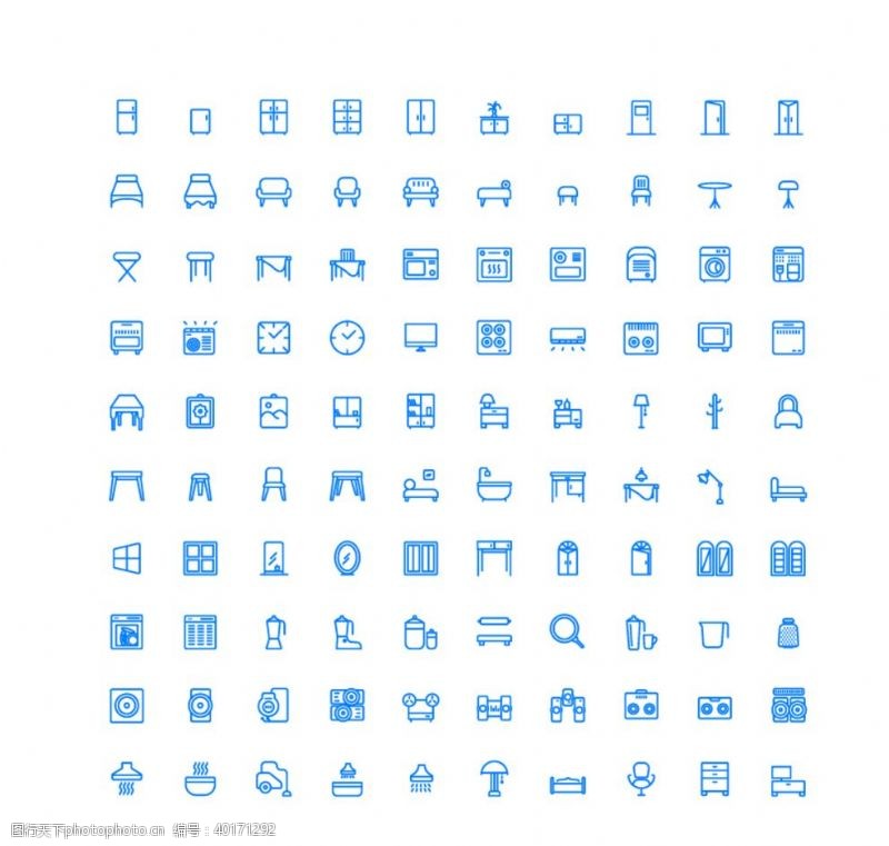 交互界面100个家庭UI图标图片