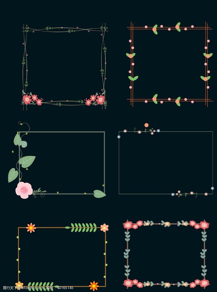 简约花卉边框图片