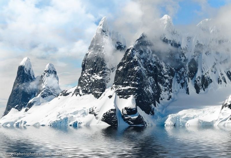 光冰川湖雪山图片