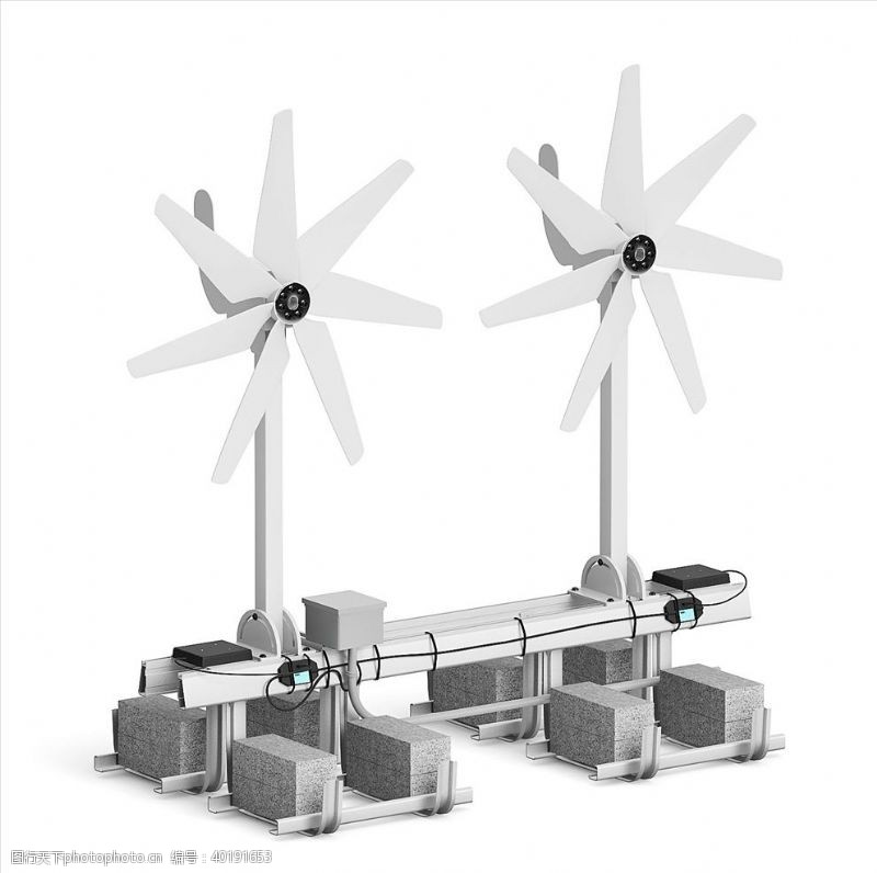 太阳能C4D3DMAX模型风力发电图片