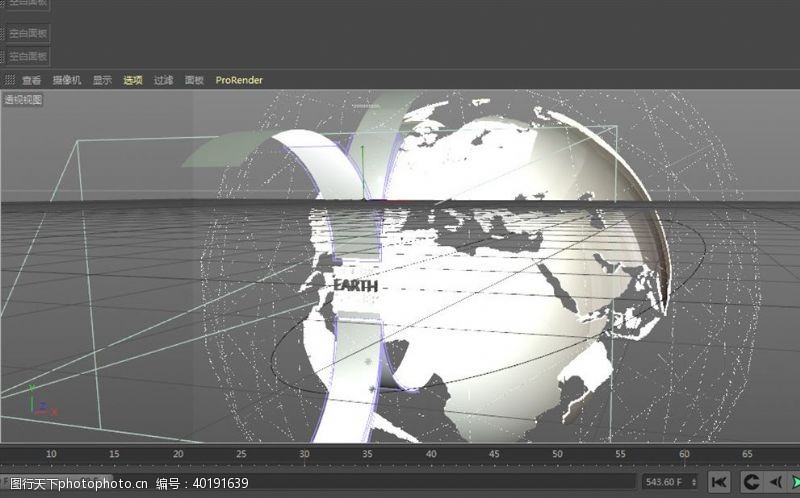 高精度C4D模型地球网格新闻片头图片