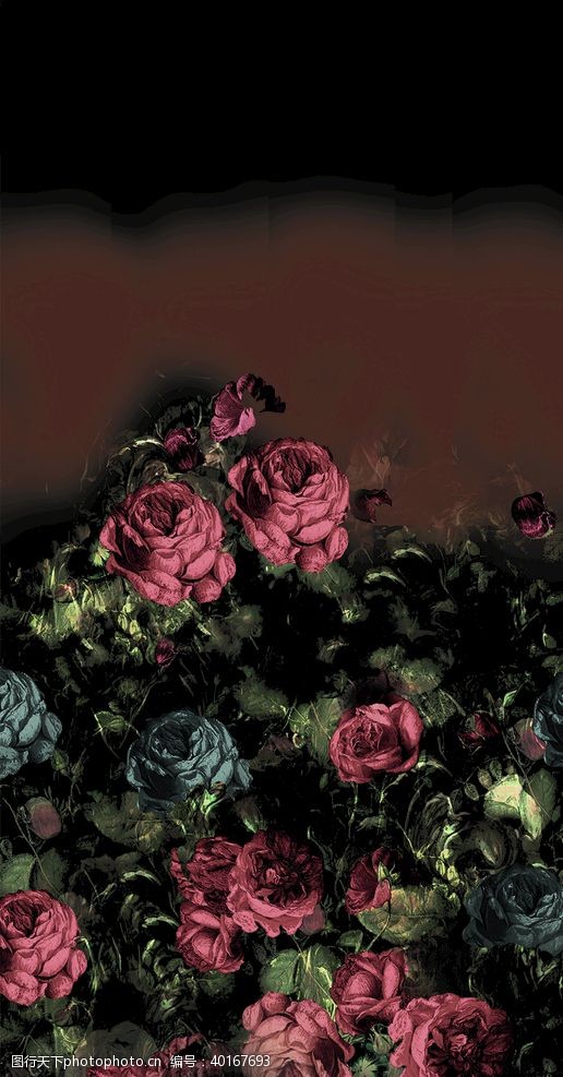 手绘花卉素材复古定位玫瑰图片