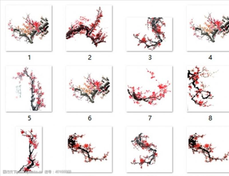 中国水墨画红梅素材112图片