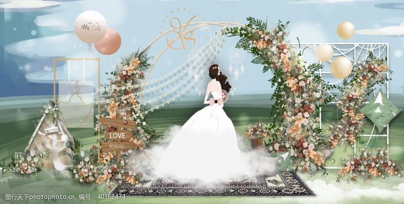 婚纱模板psd户外婚礼效果图图片