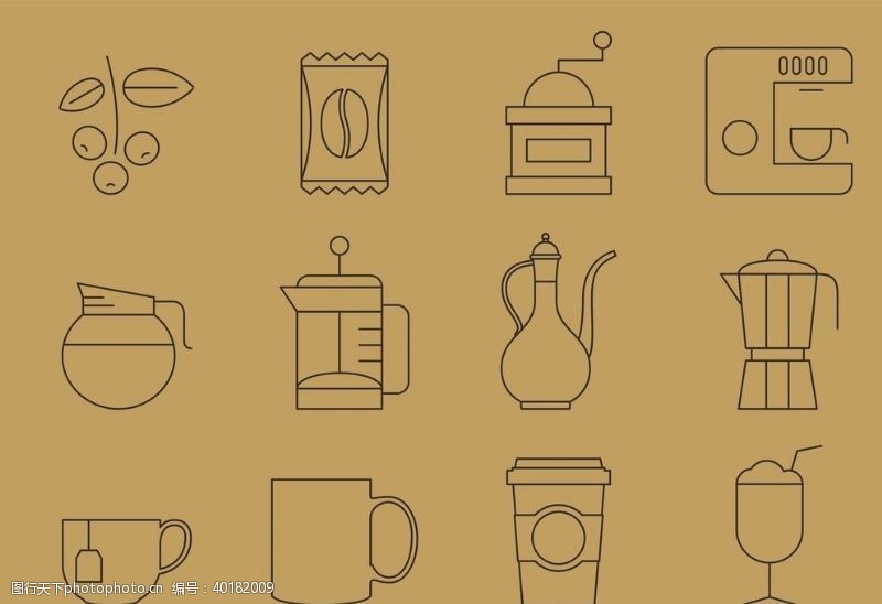 饮水卡通咖啡元素图标图片