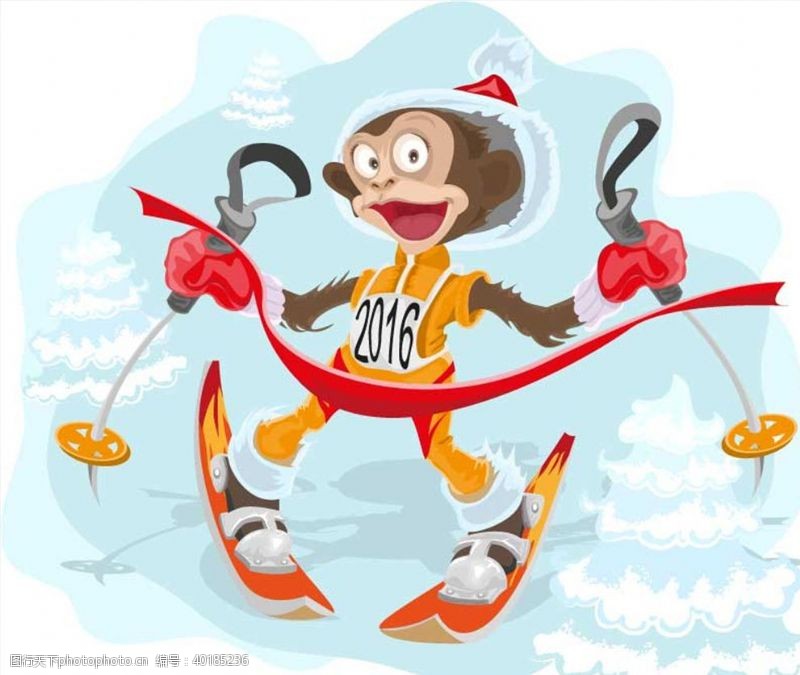 卡通滑雪圣诞节图片