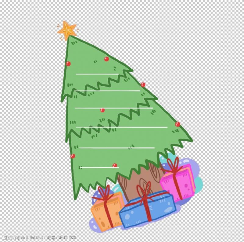 卡通字体圣诞树素材图片