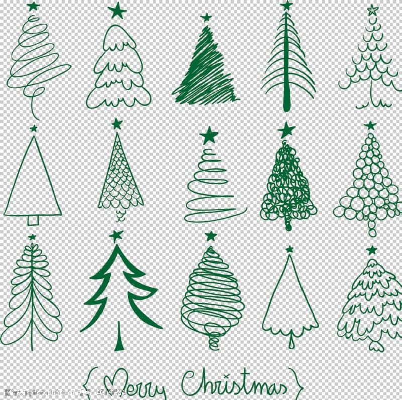 调皮字体圣诞树素材图片
