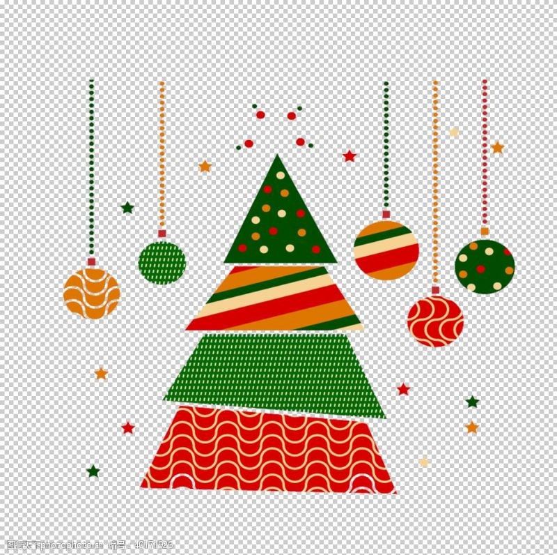 卡通房子圣诞树素材图片