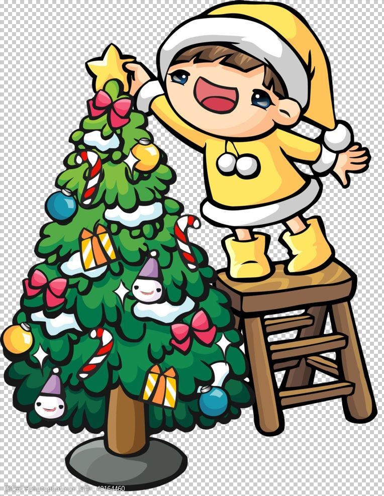卡通房子圣诞树图片