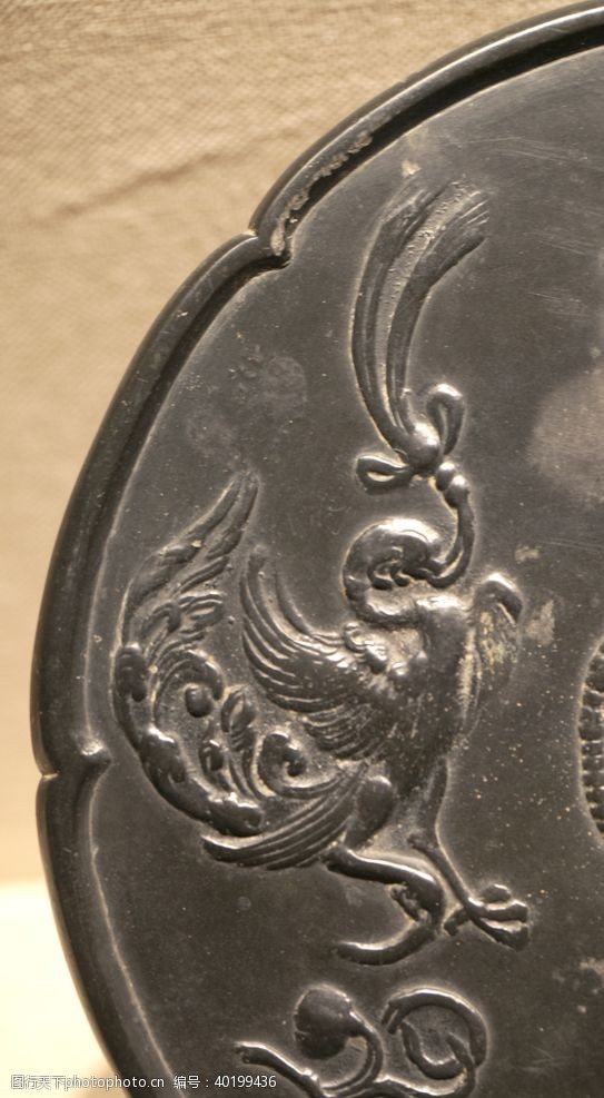 古代文化唐代铜镜玄鸟花纹图片