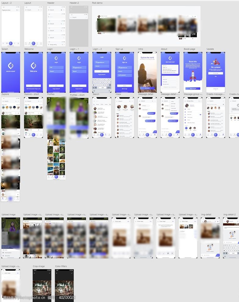 心态xd社交蓝紫色UI设计登录页注图片