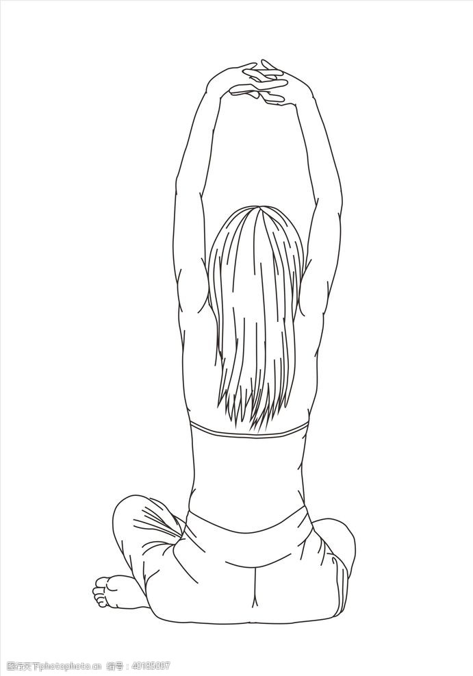 女性矢量瑜伽背影图片