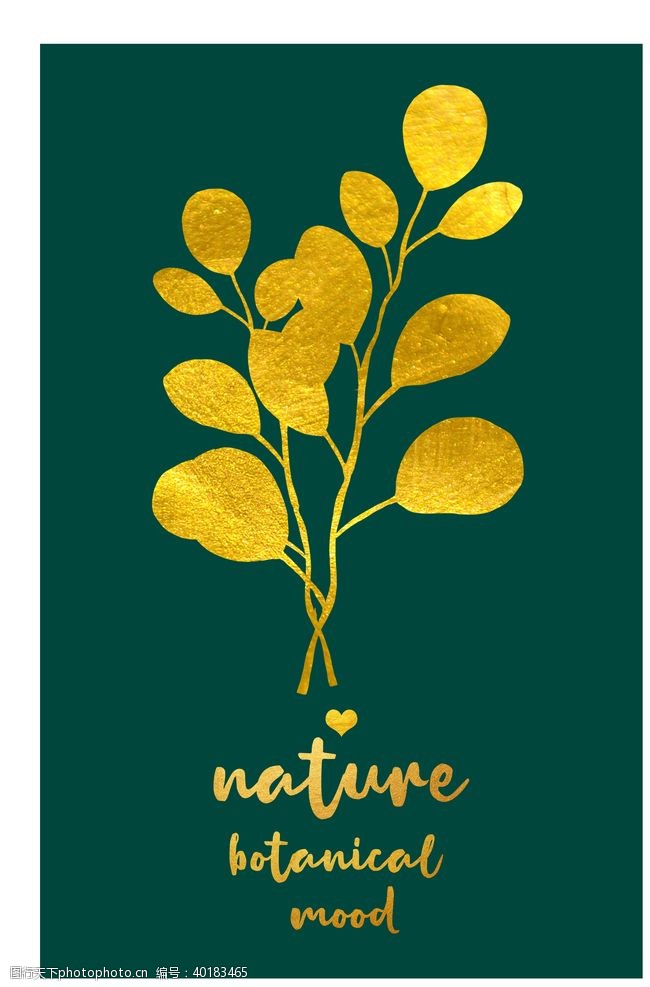 金色植物装饰画图片
