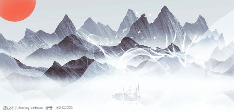 工笔国画中国风背景图片