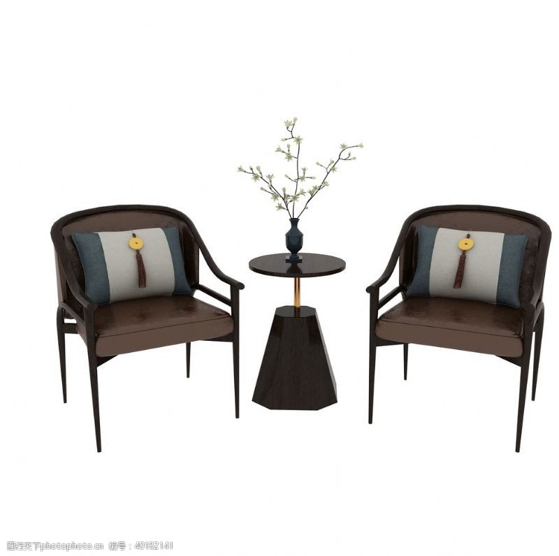 3d室内模型中式休闲桌椅3d模型图片