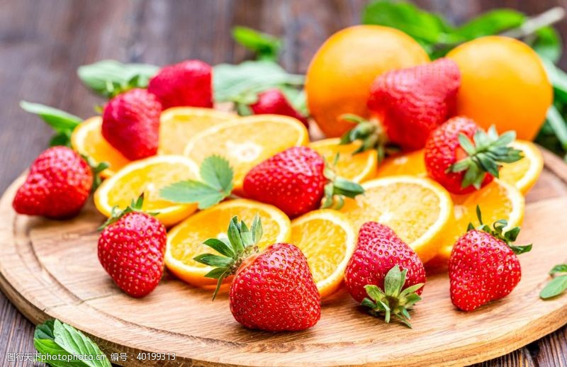 新鲜水果草莓橙子图片