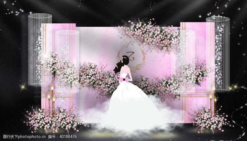 婚纱模板psd粉紫色婚礼效果图图片