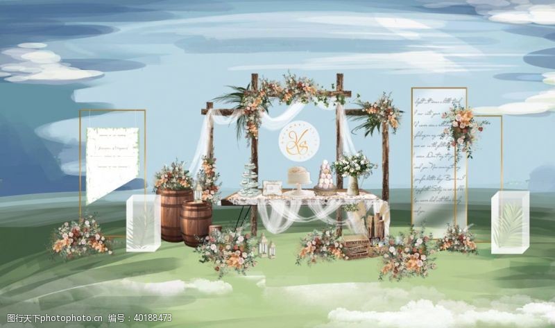 展板设计psd户外婚礼效果图图片