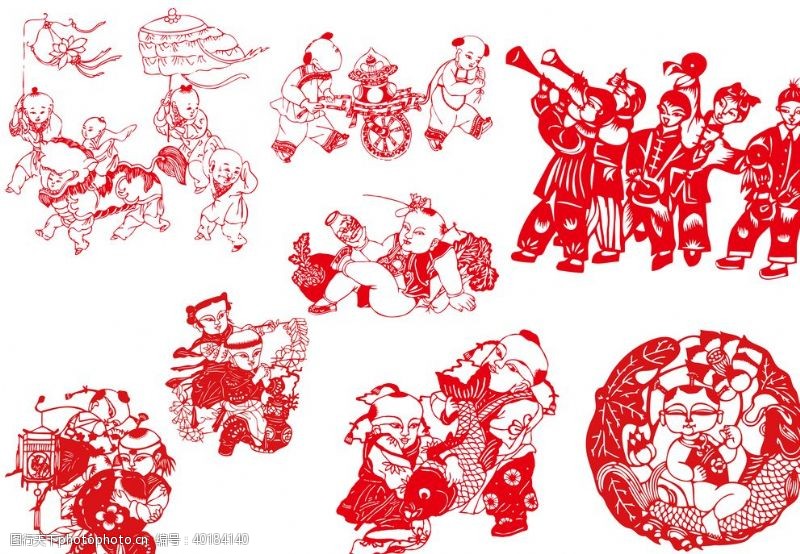 中国传统节日剪纸素材免扣图片