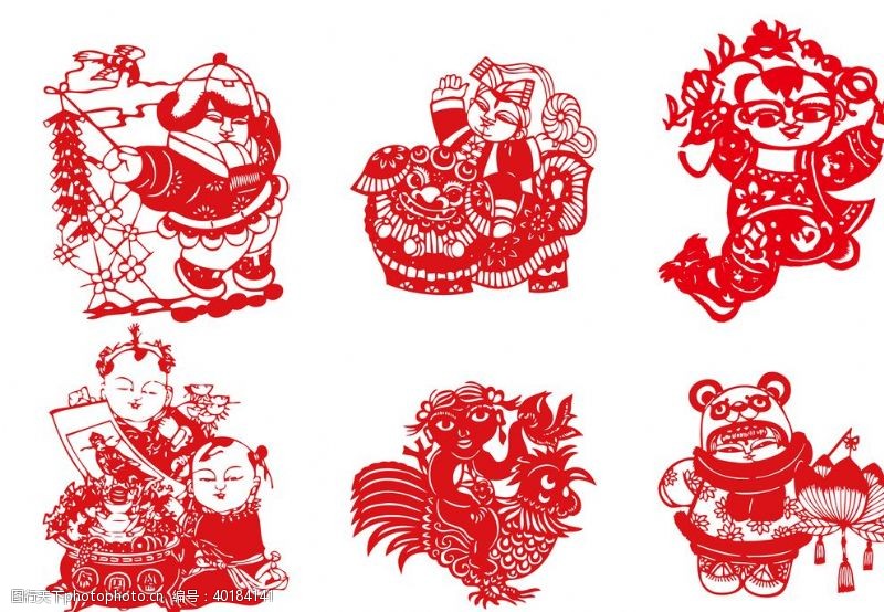 传统节日文化剪纸素材图片