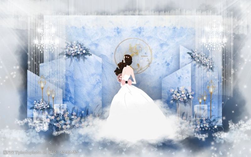 蓝色婚礼迎宾蓝色婚礼效果图图片